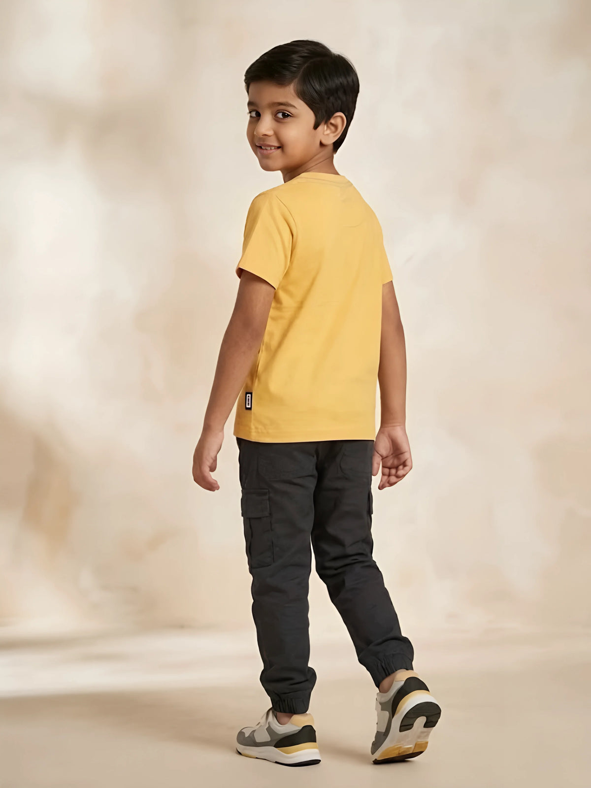Yellow Graphic Print Cotton T-Shirt Kids Casual Wear