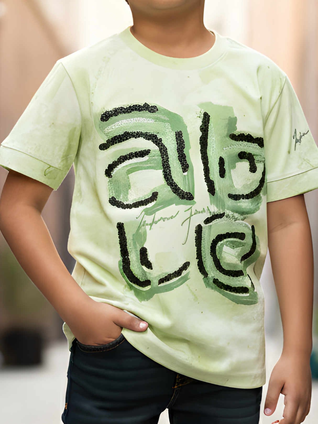 Boys' Lime Green "Abstract Art" Graphic T-Shirt