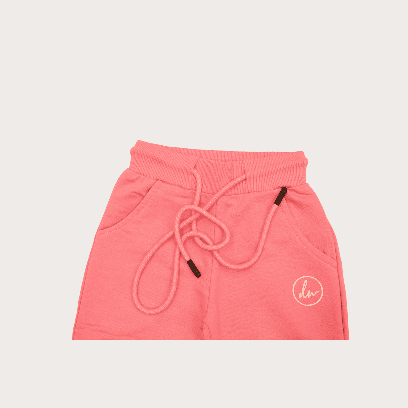 Girls Leisure Plain Rib Waist Track Pant With Rib - Pink