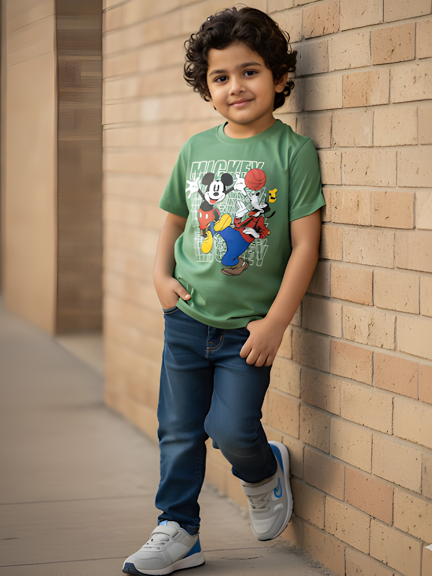 Boys' Mickey & Goofy Basketball Tee - Green