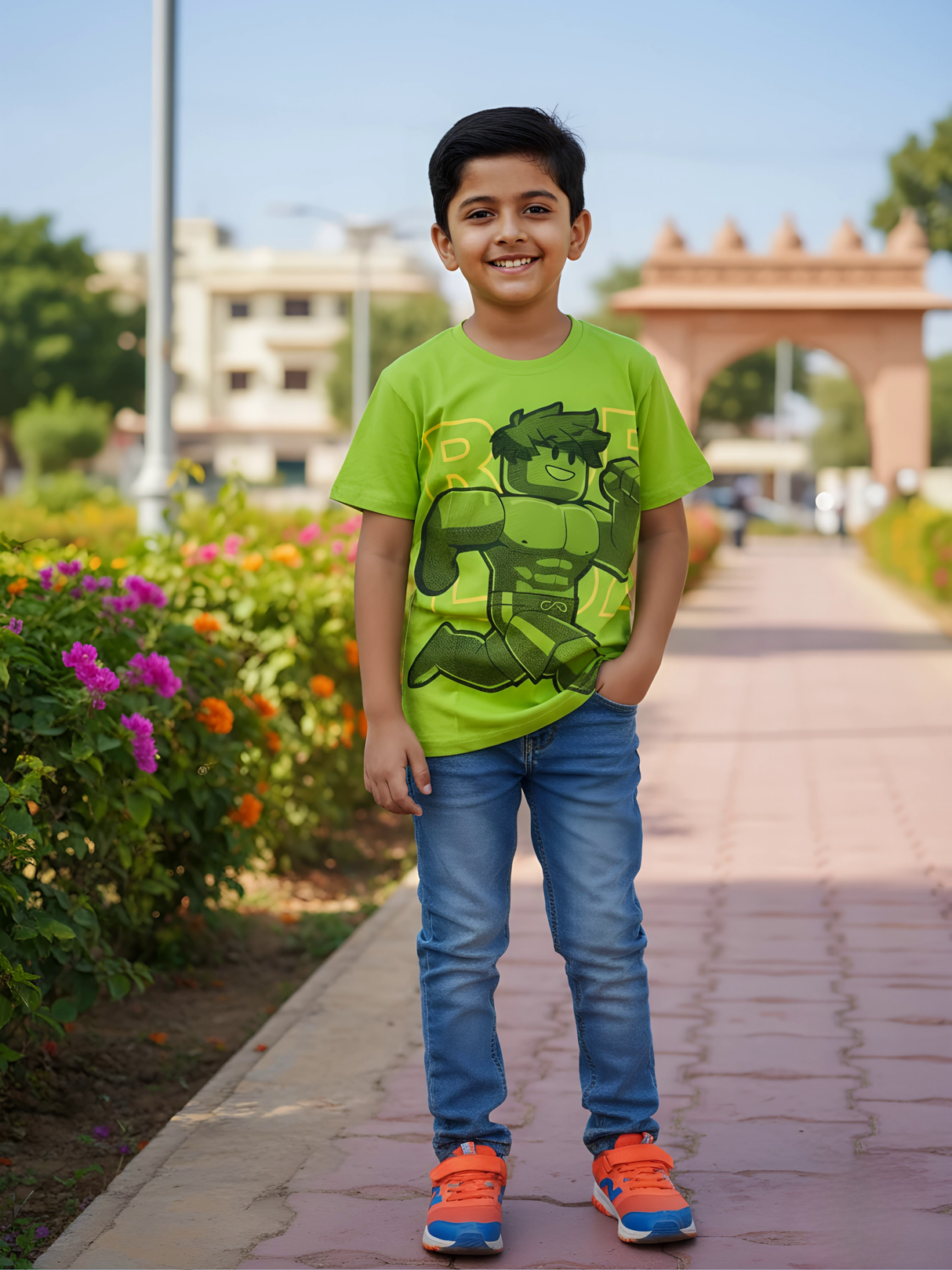 Boys' Lime Green "Gamer Hero" Graphic T-Shirt