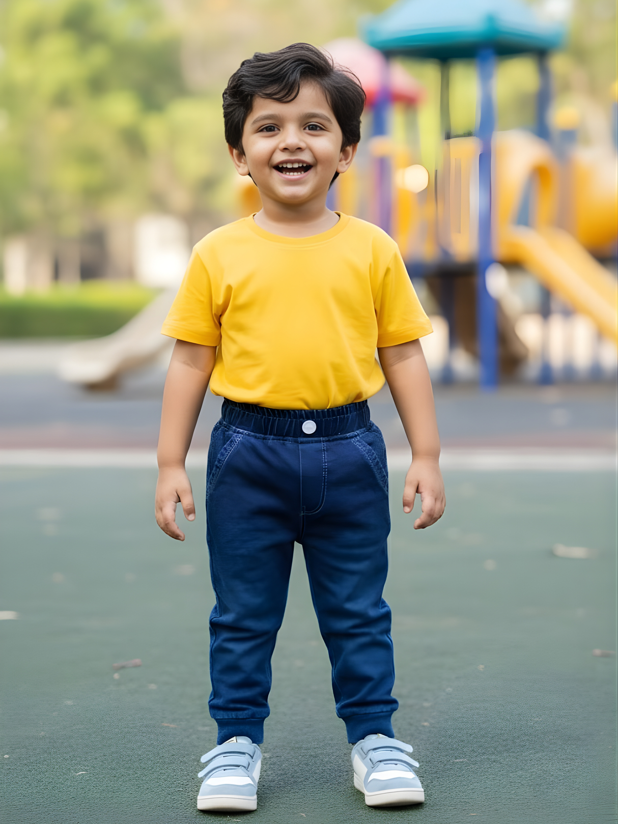 Boys Comfortable Solid Blue Jogger Pants