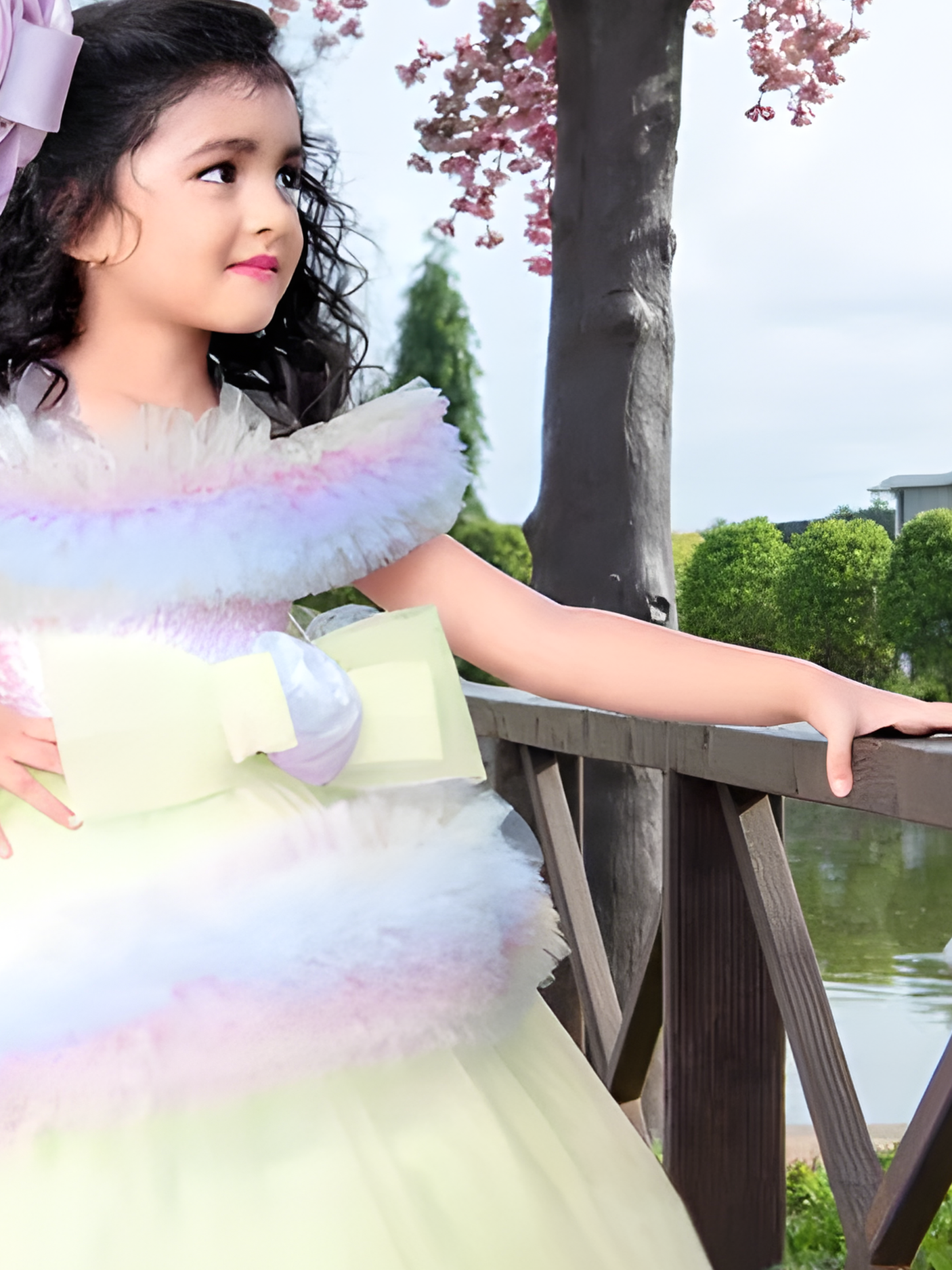 Girls Party Heavy Western Gown With Work- Yellow