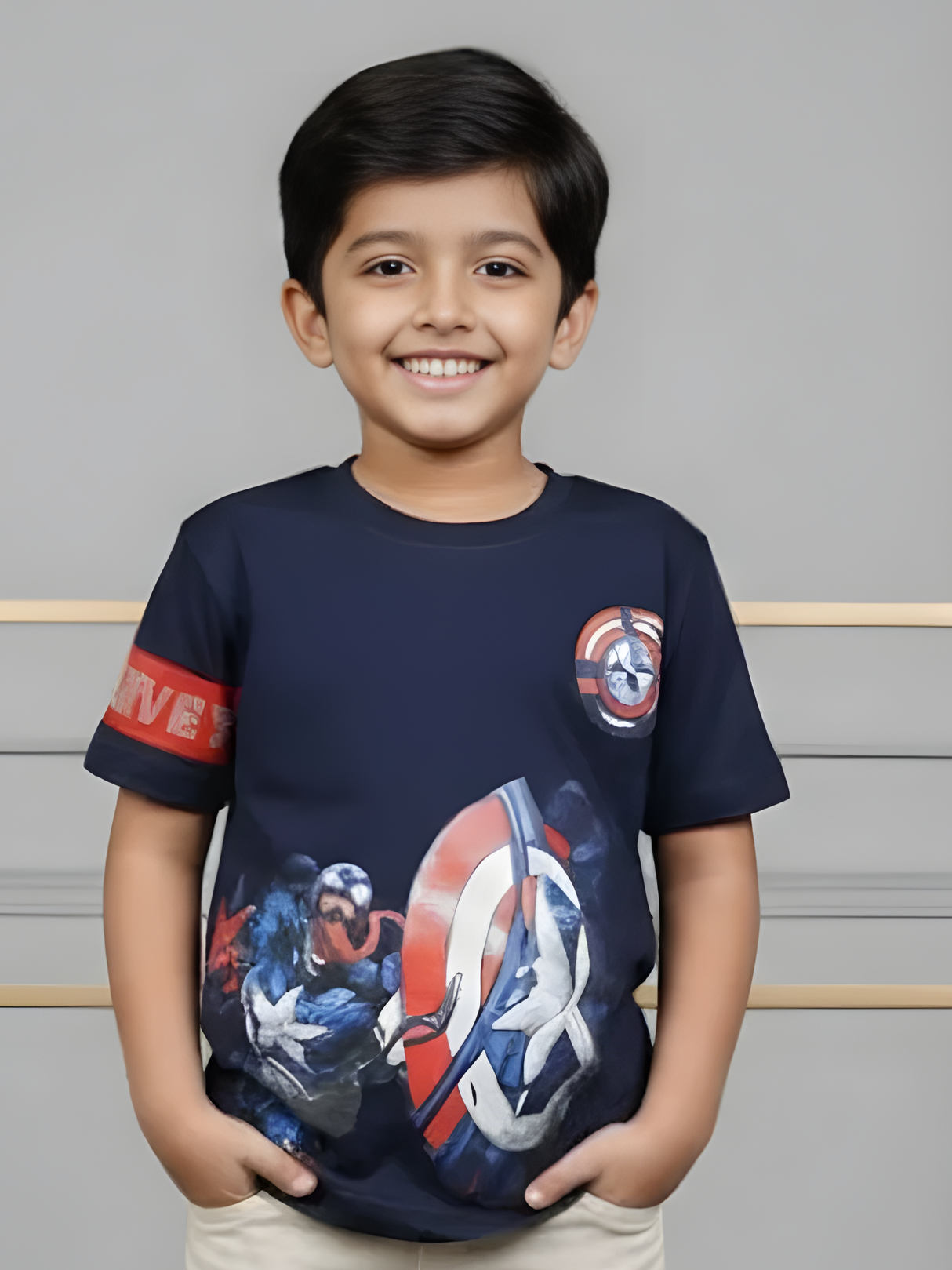 Boys' Navy Blue Captain America vs. Villain Graphic T-Shirt