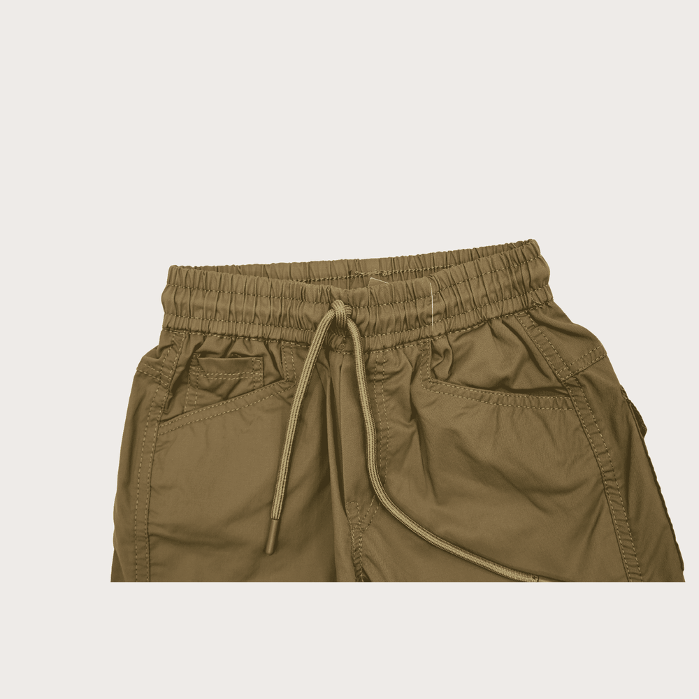 Boys Casual Plain Cotton Joggers With Rib - Green