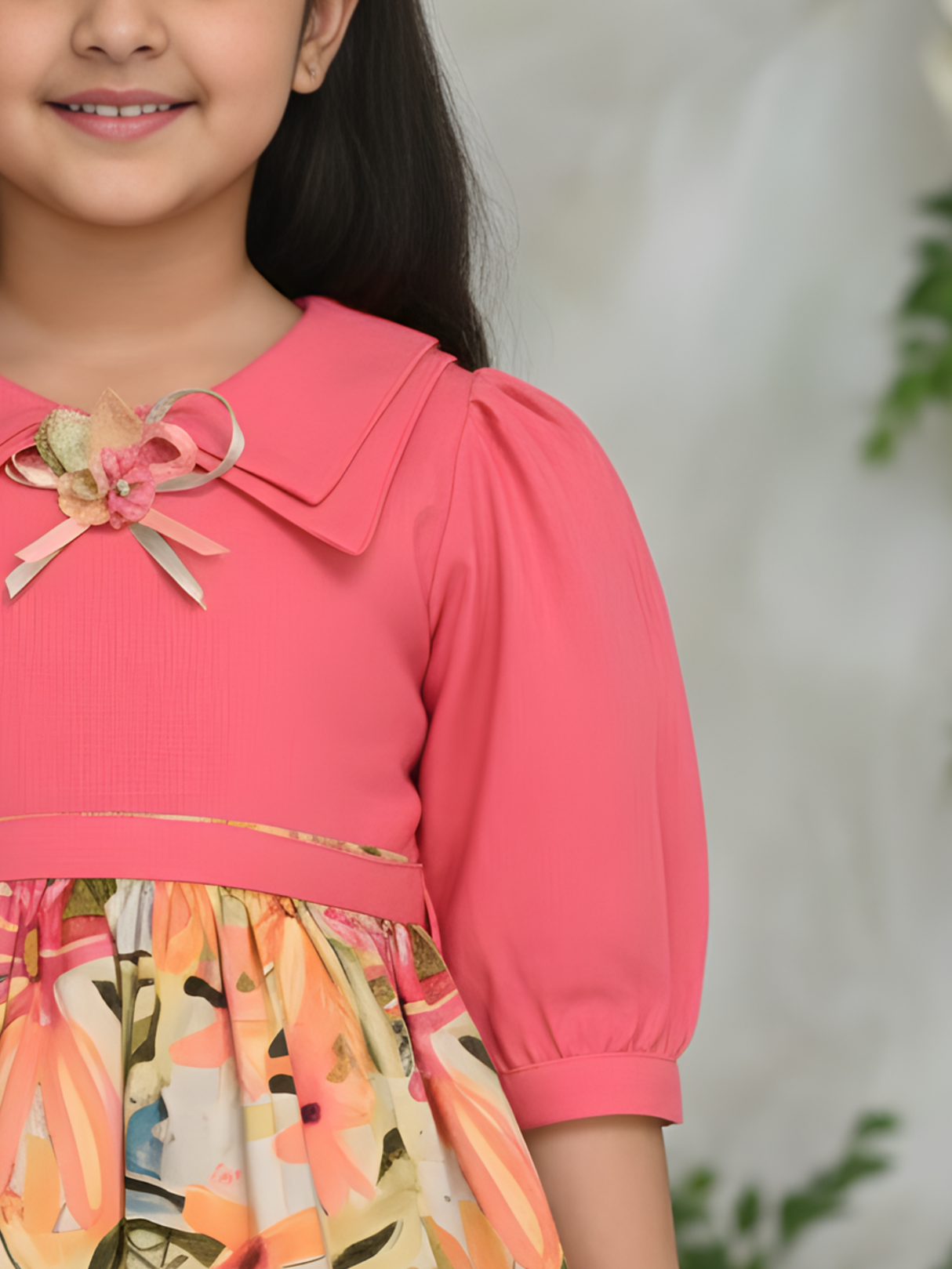 Girls Casual Printed Cotton Frocks - Pink
