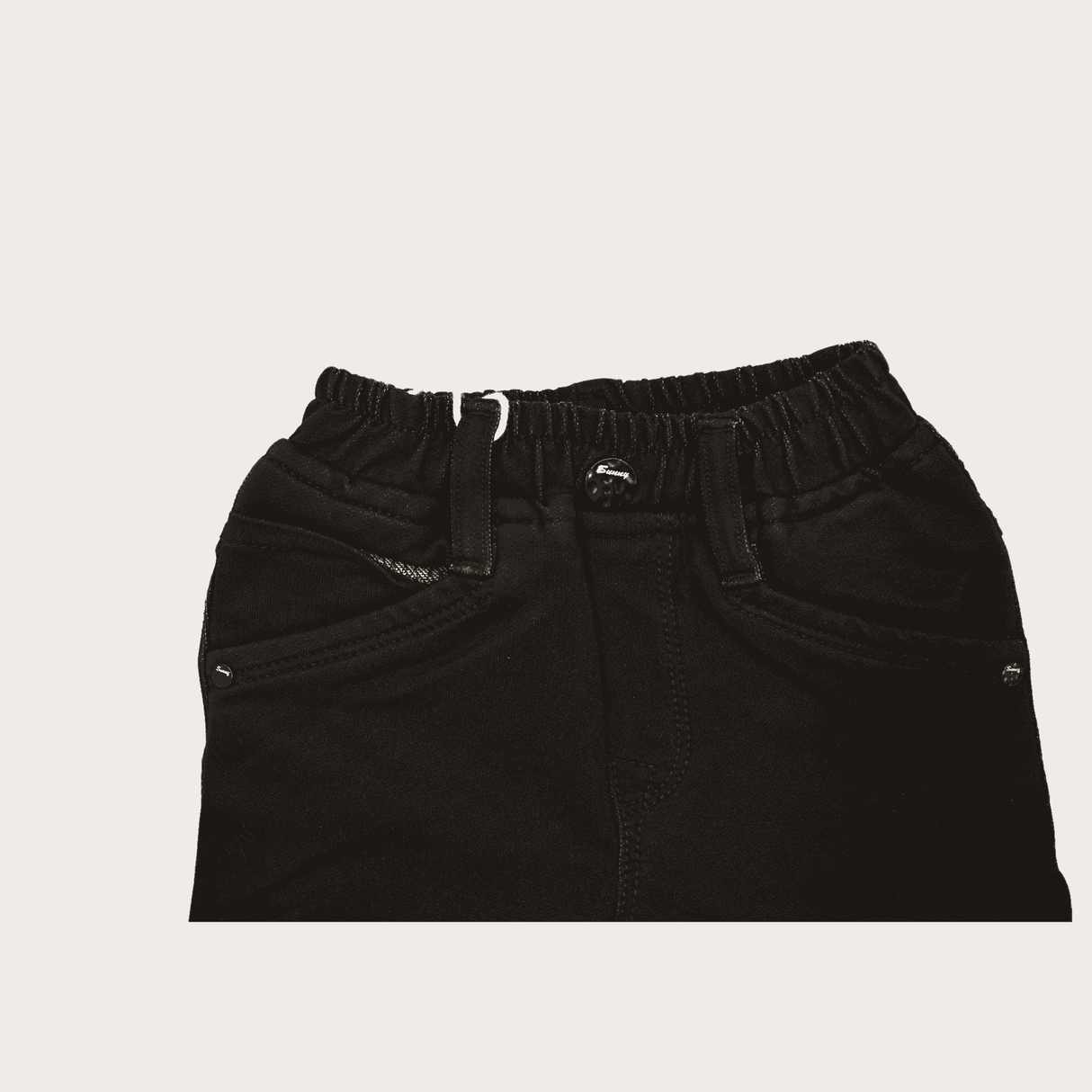 Boys Casual With Rib Jeans Joggers Full Elastic - Black