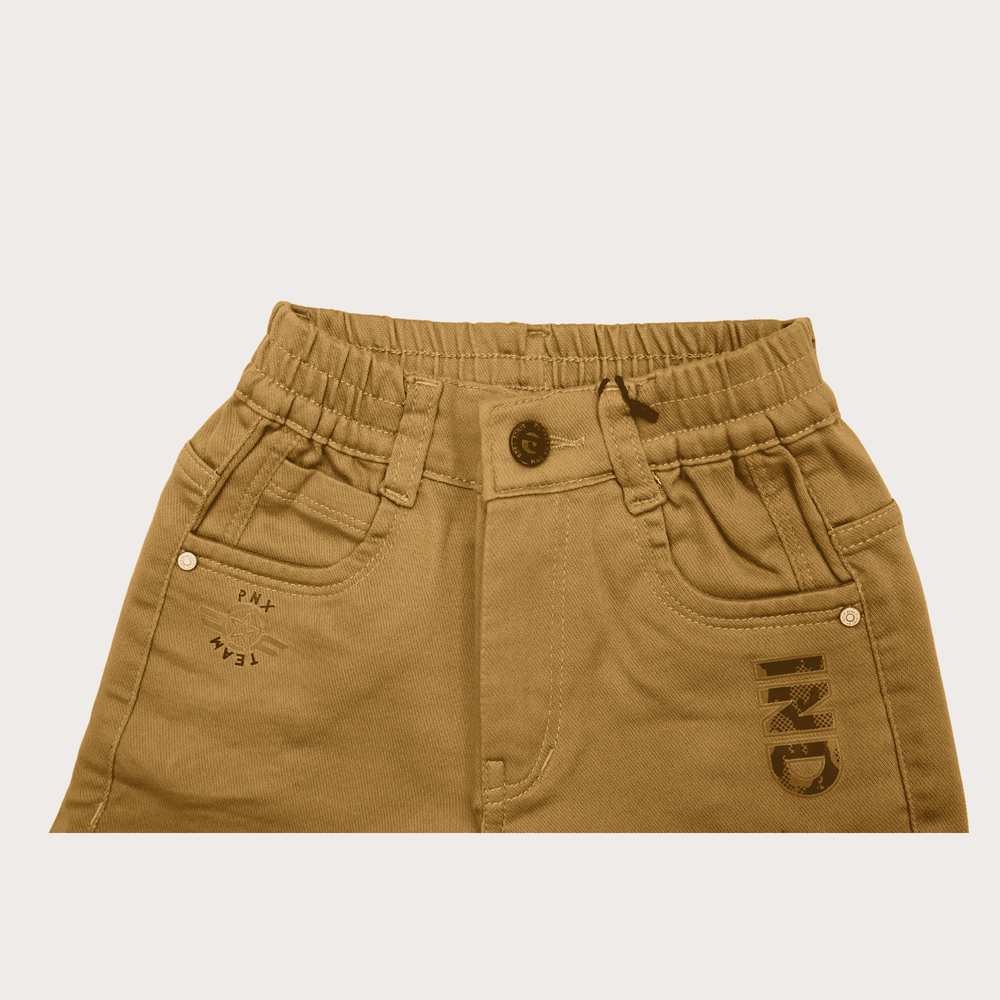 Boys Leisure Plain Elastic Waist Shorts Full Elastic - Brown