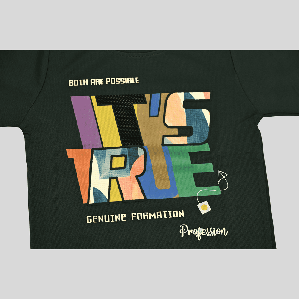 Boys Casual Full Sleeves Printed Round Neck T-Shirt - Green