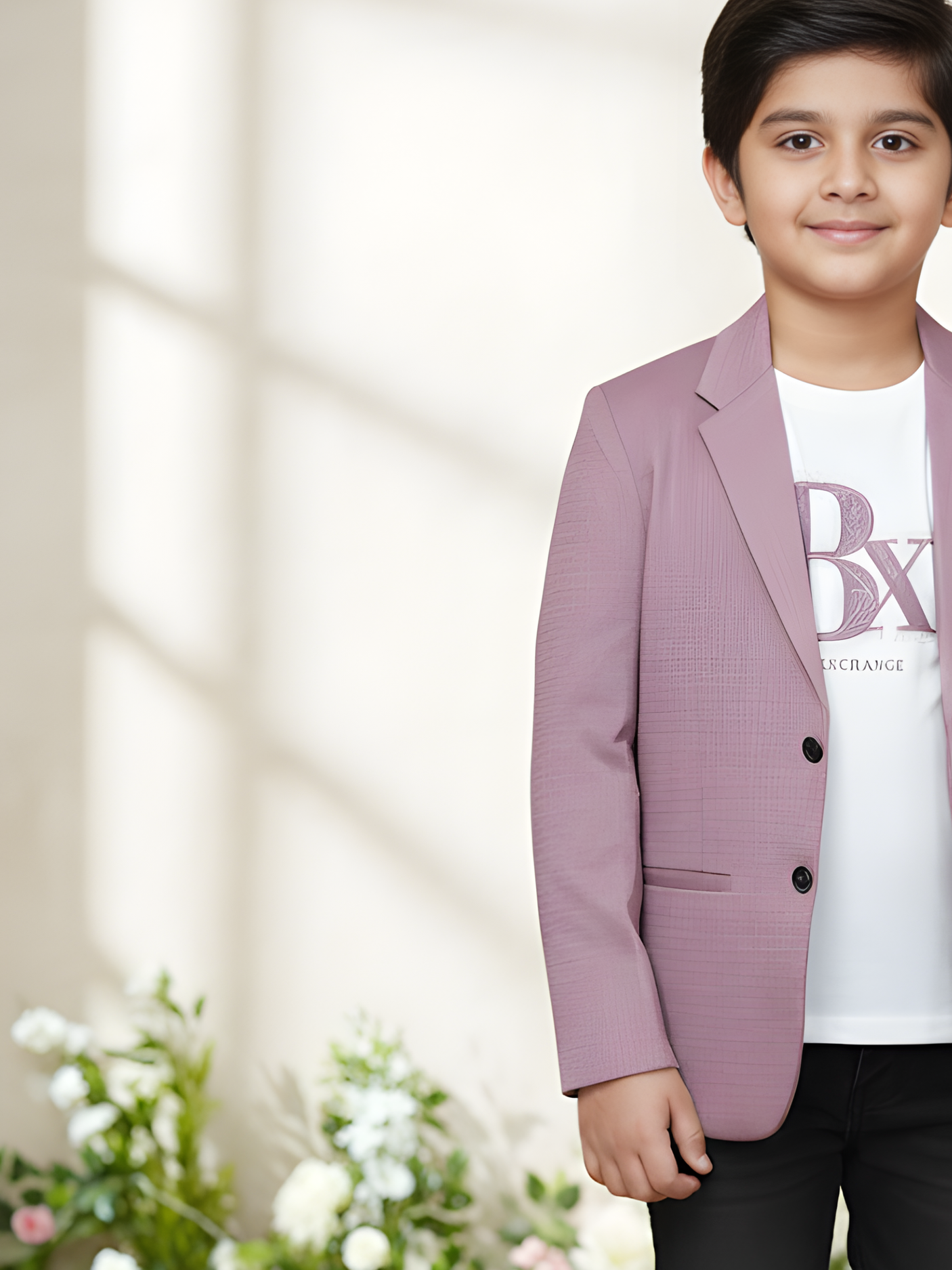 Boys' Mauve/Dusty Rose Modern Blazer with Graphic Tee Set