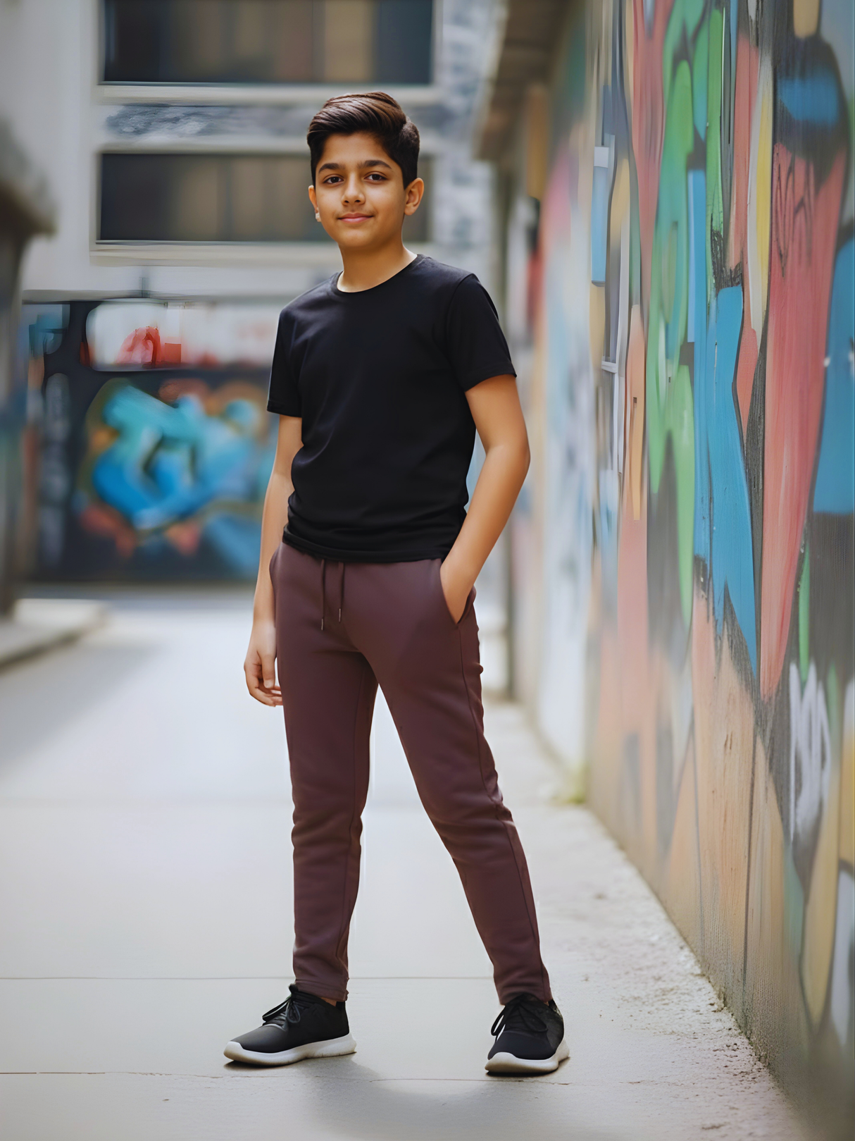 Boys' Classic Brown Comfort-Fit TrackPants