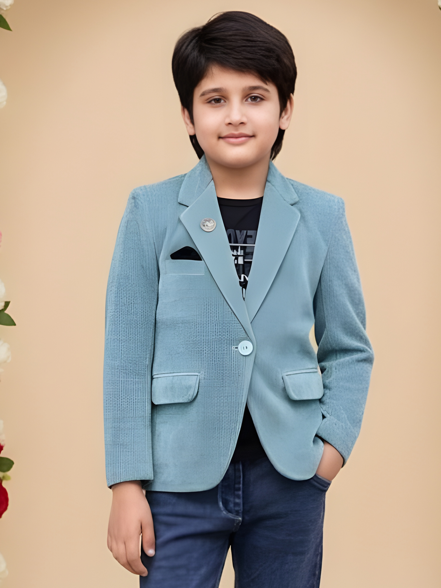 Boys' Light Blue Corduroy Sport Coat / Casual Blazer