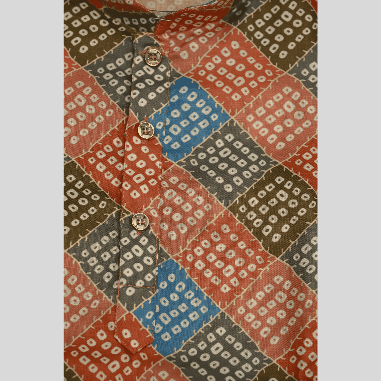 Boys Traditional Printed Chudidar Kurta Set - Red