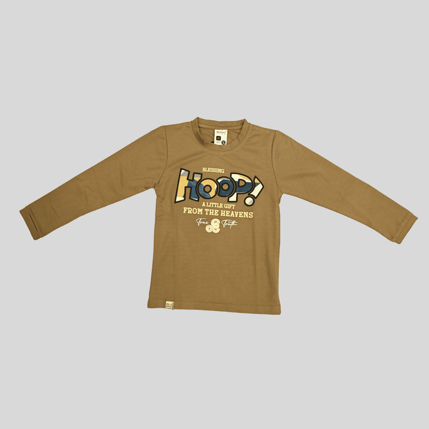 Boys Casual Full Sleeves Plain Round Neck T-Shirt - Brown