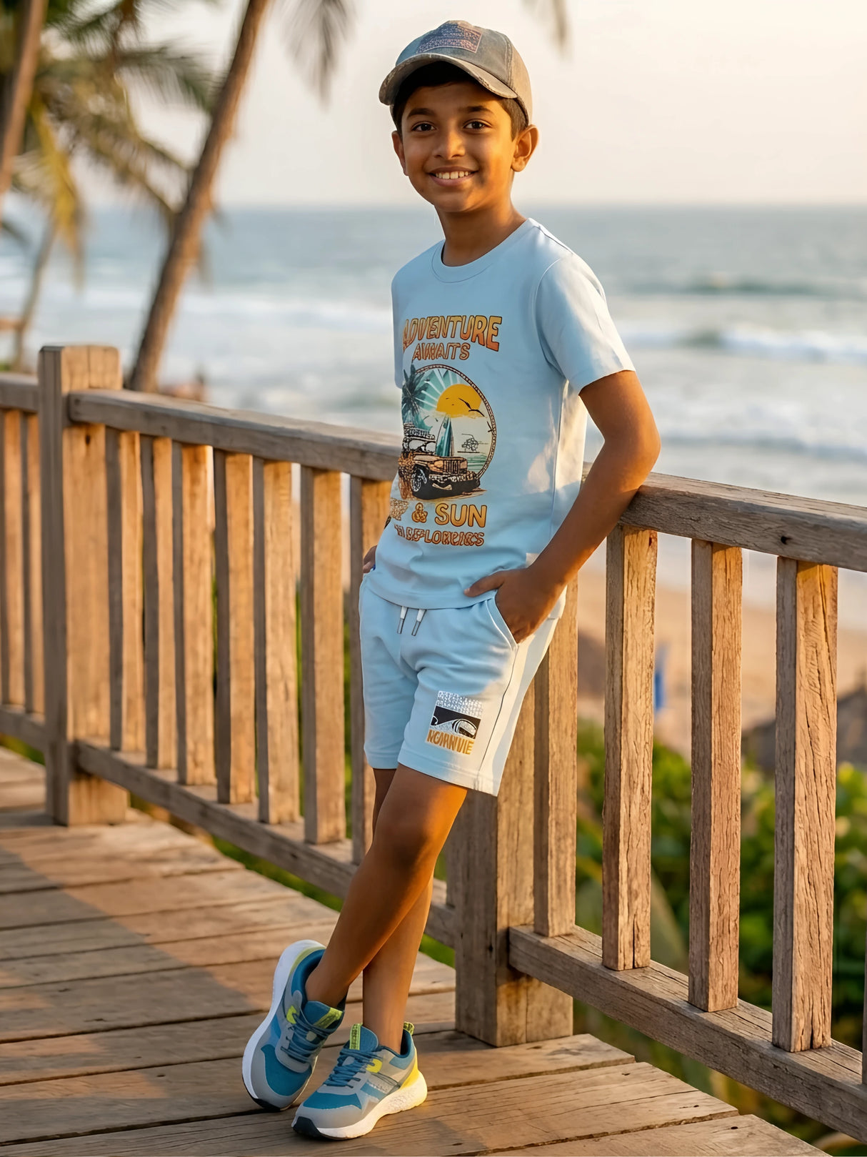 Boys' Adventure Awaits Graphic Co-ord Set in Light Blue