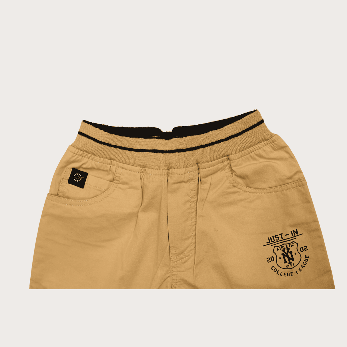 Boys Casual Plain Cotton Shorts Full Elastic - Cream