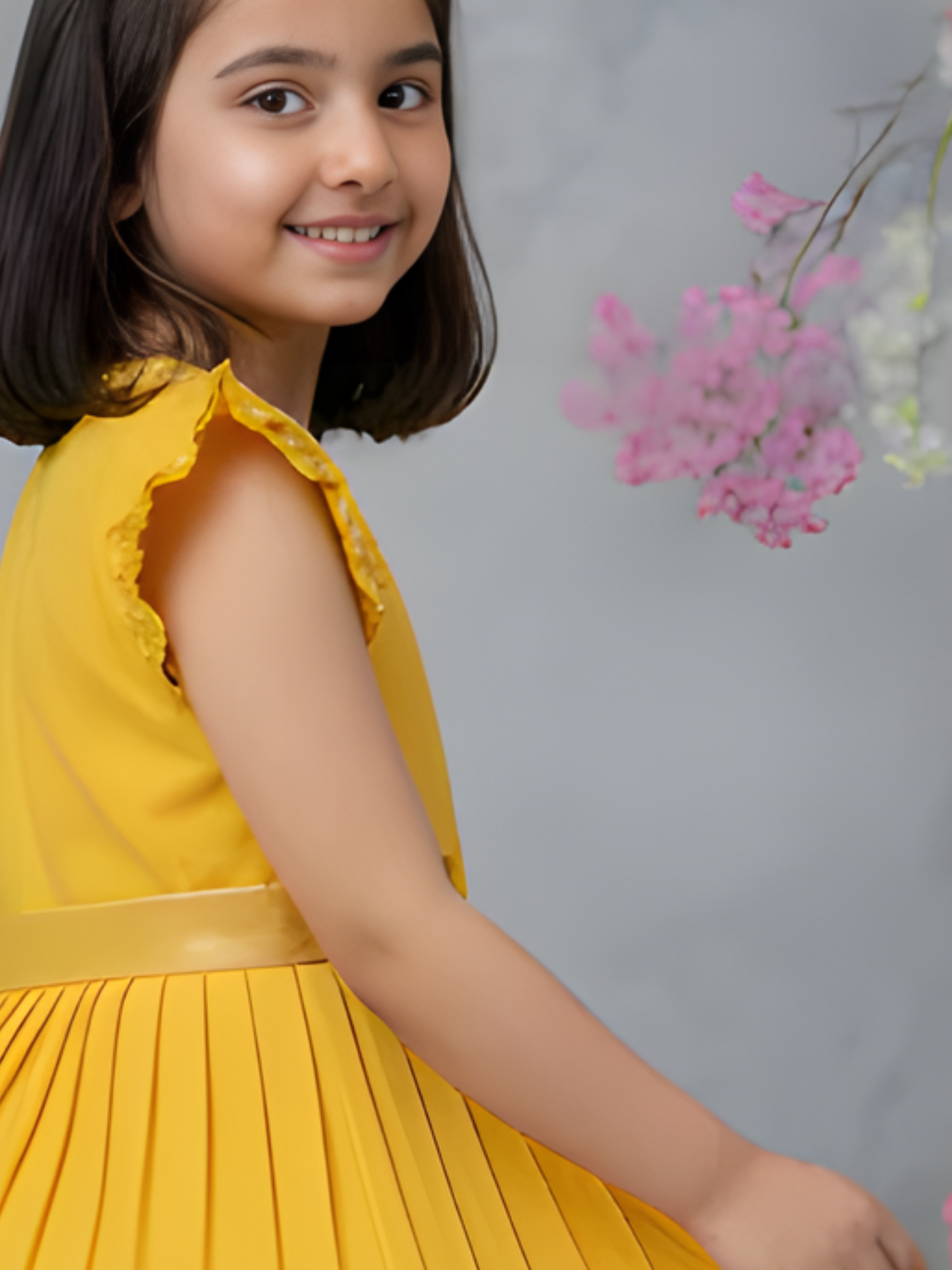 Girls Casual Printed Cotton Frocks - Yellow
