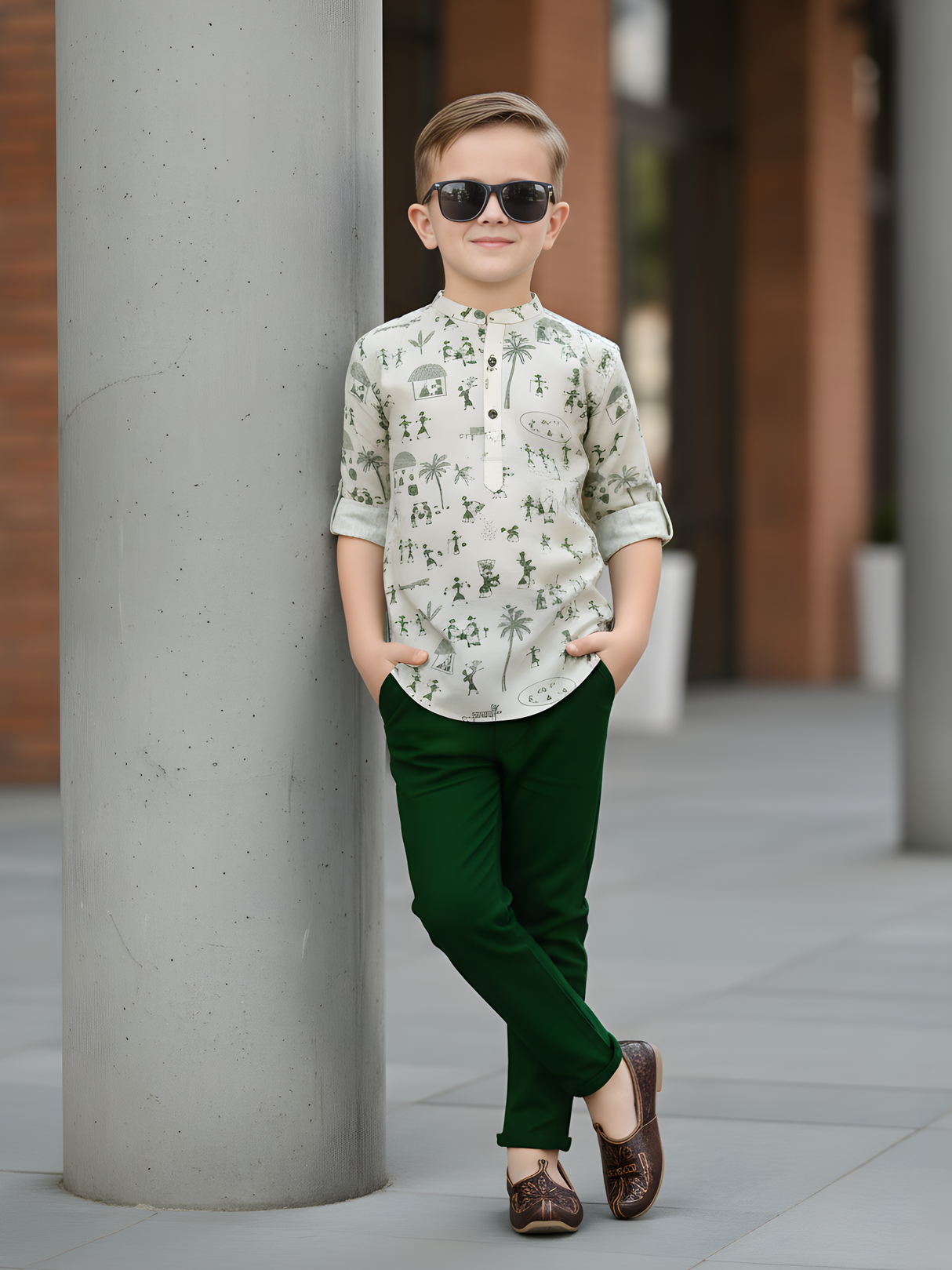 Boys Printed Cotton Kurta Set – Stylish Ethnic Wear