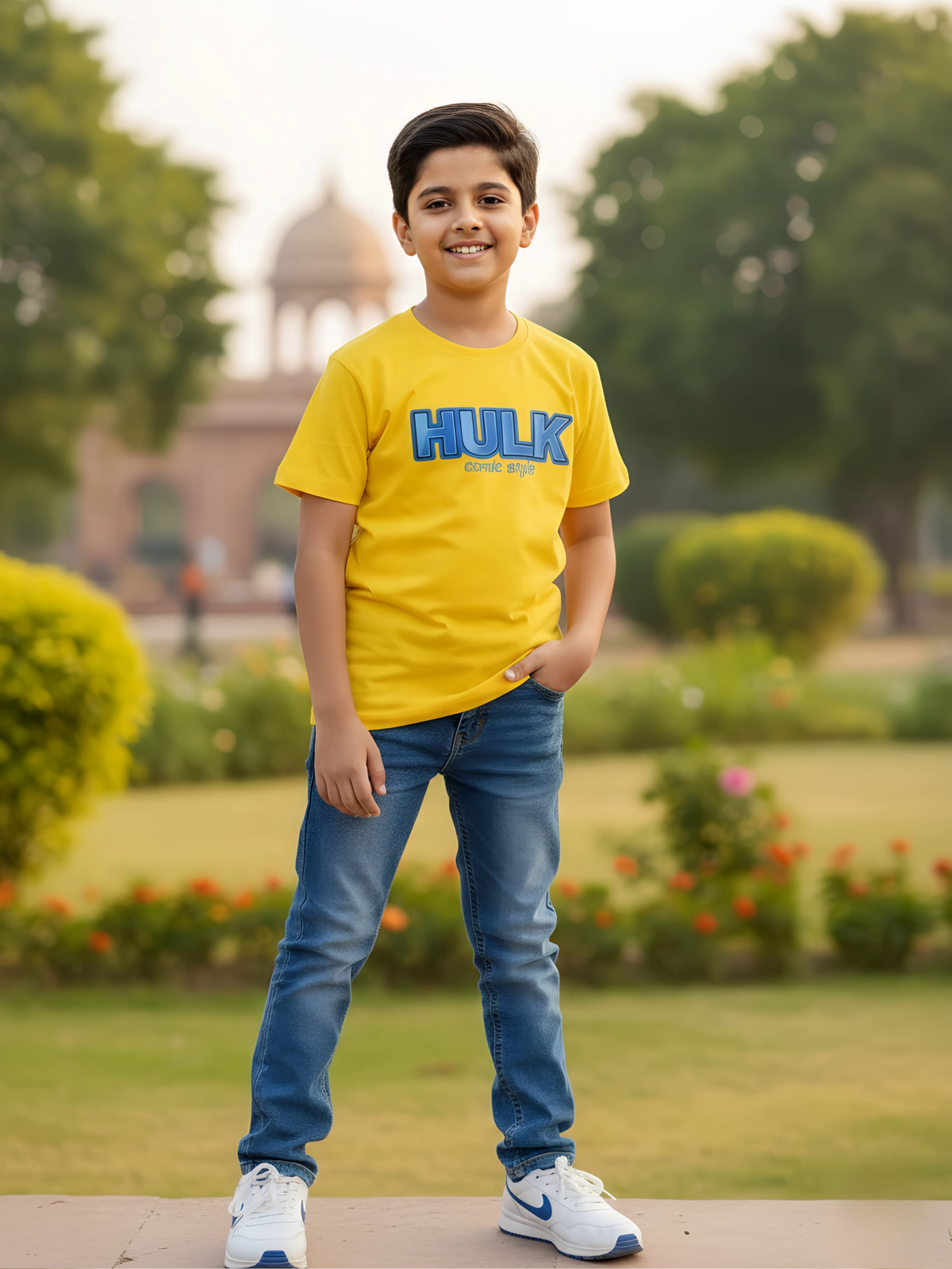 Boys' "HULK" Comic Style Graphic T-Shirt - Vibrant Yellow