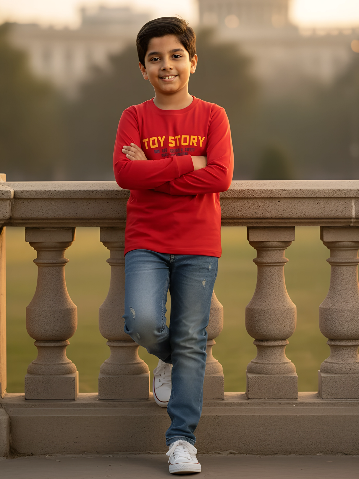 Disney Pixar Toy Story Logo Kids' Red Long Sleeve T-Shirt.