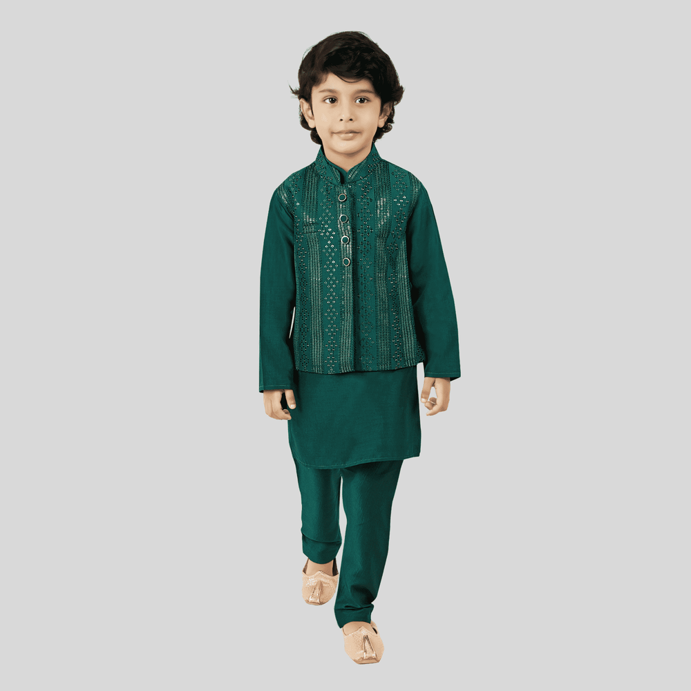 Boys Traditional With Work Chudidar Kurta with Koti - RAMA