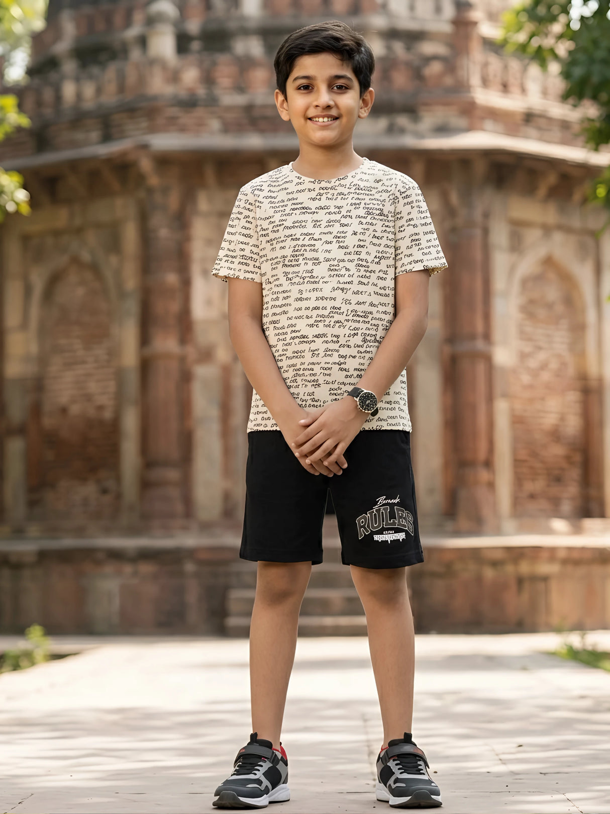 Boys' Urban Script Graffiti Coordinate Set - Cream