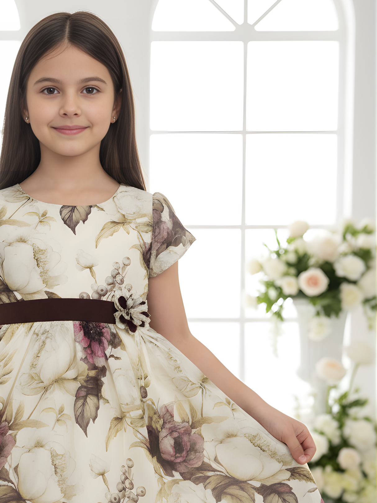 Girls Casual Printed Cotton Frocks - Maroon