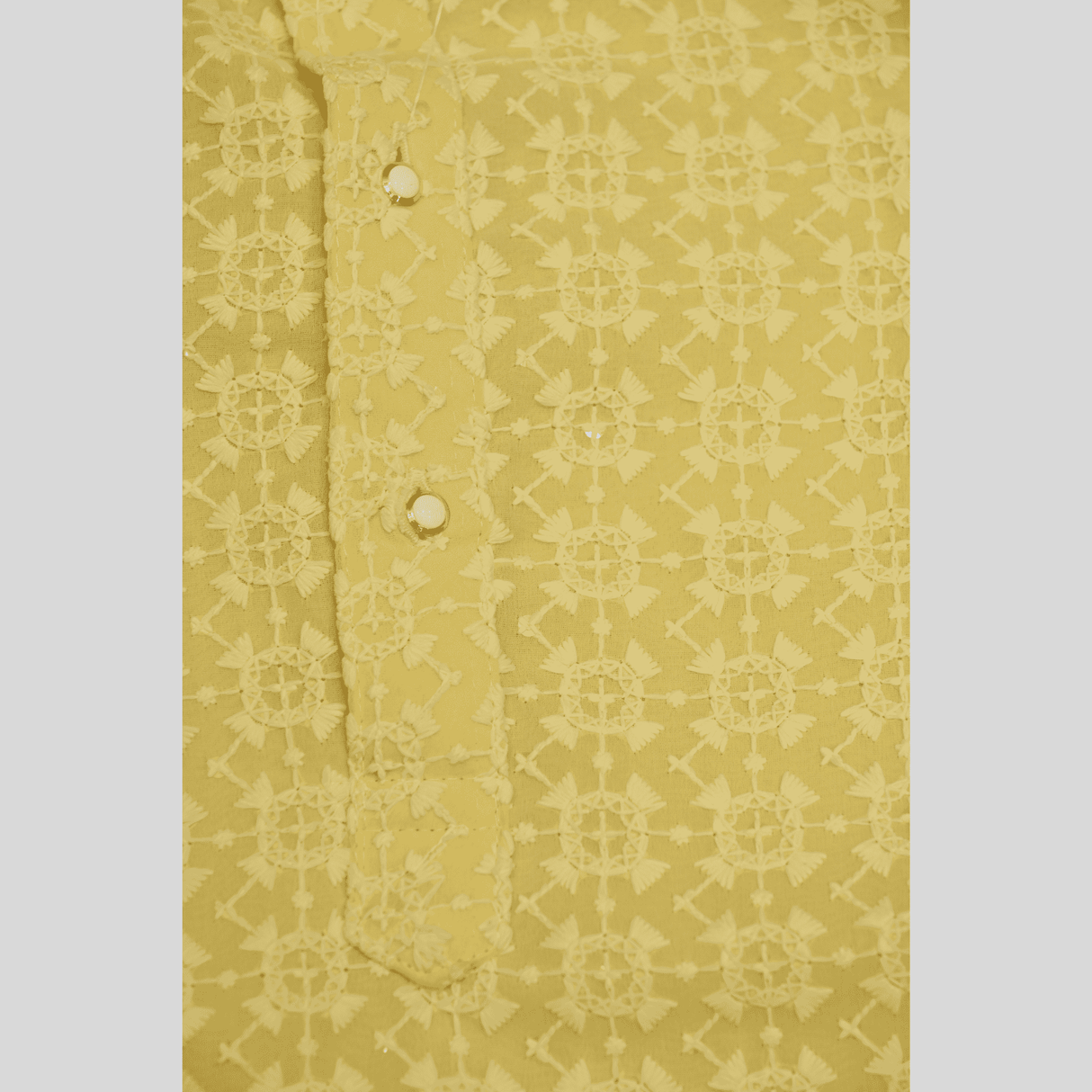 Boys Traditional Self Design Chudidar Kurta Set - Yellow