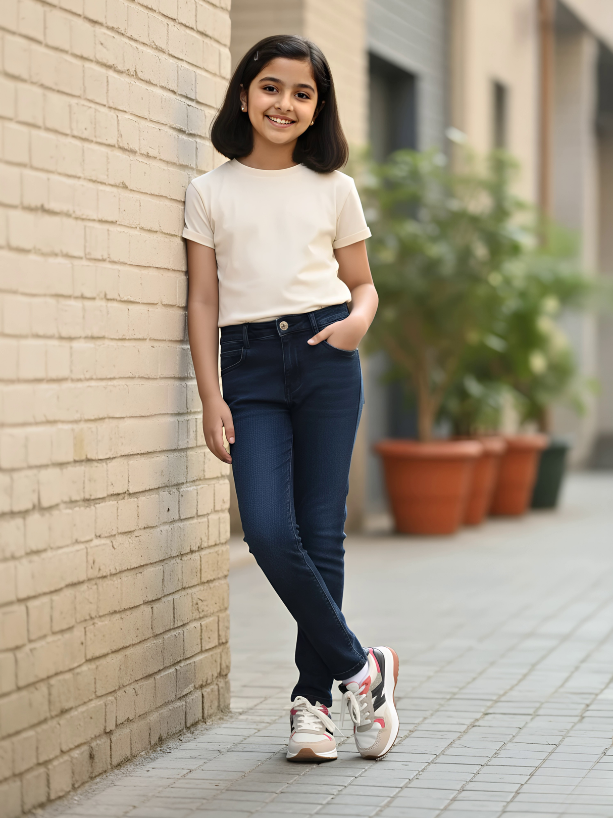 Girls' Classic Dark Wash Slim Fit Denim Jeans