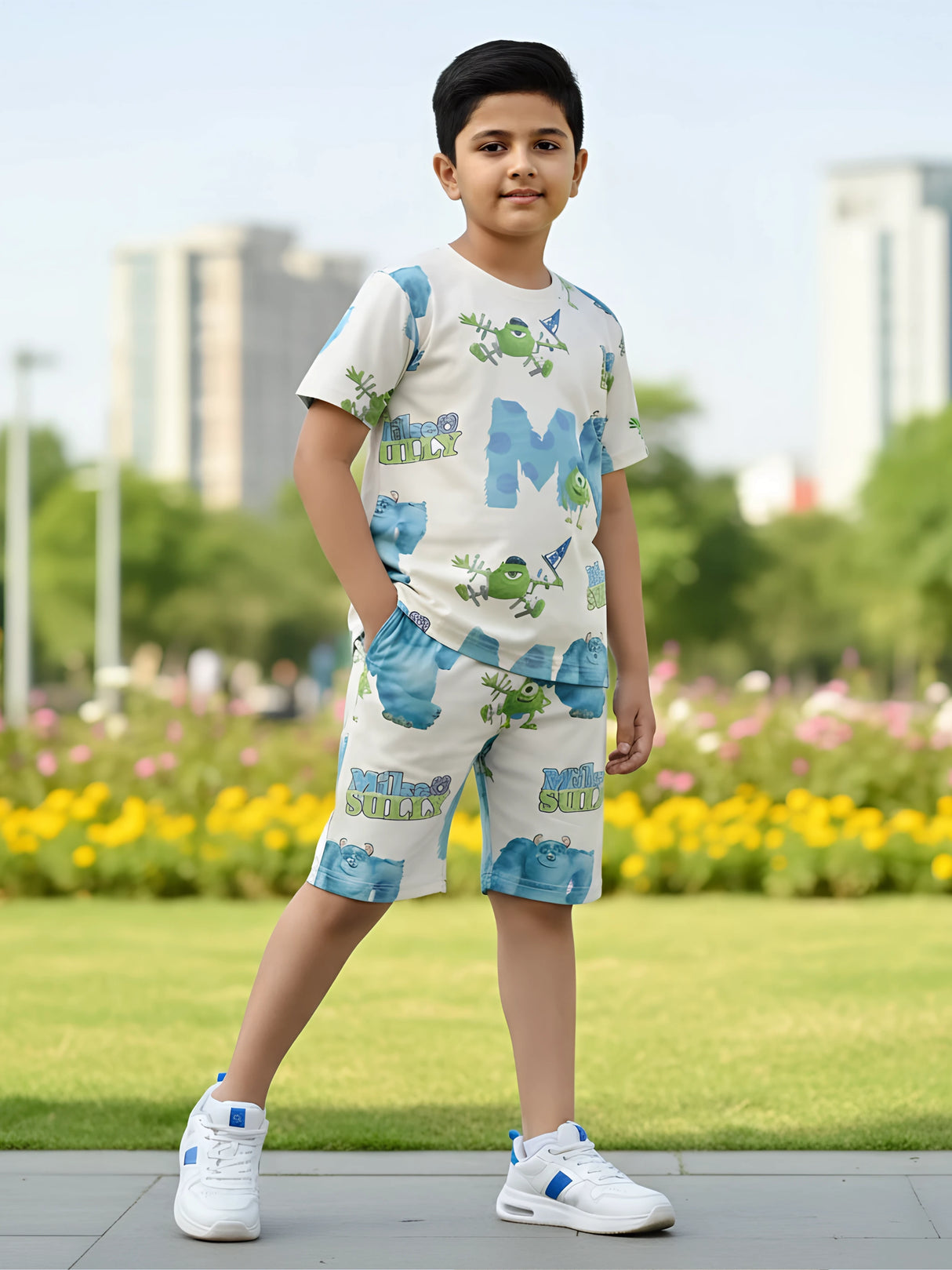 Boys Cream Monsters & Friends Graphic Coordinate Set