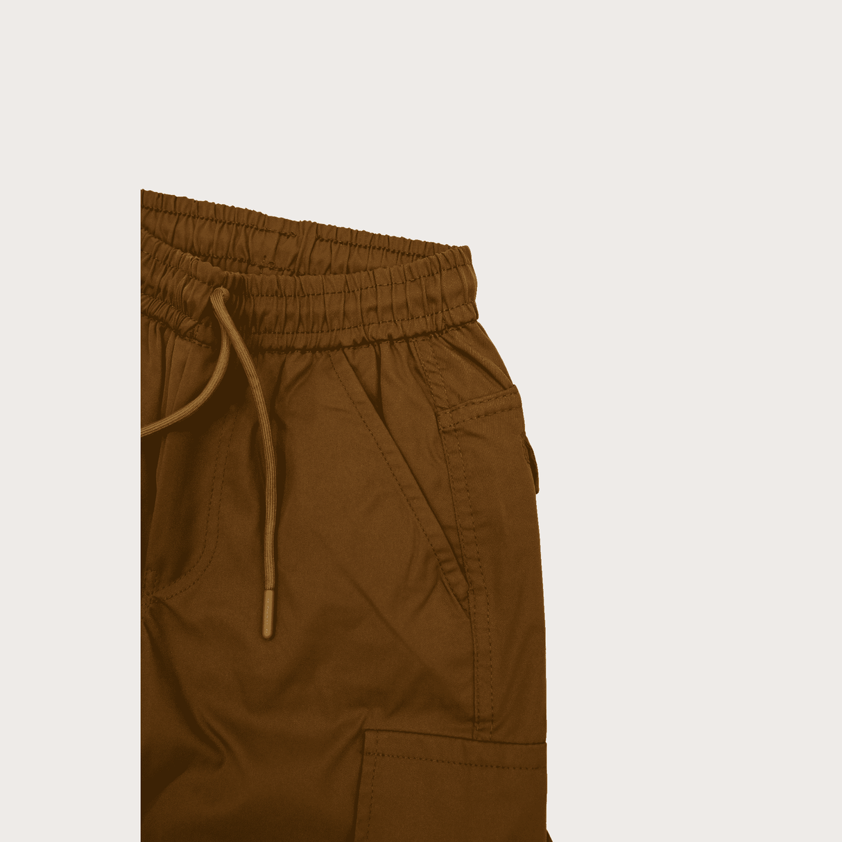 Boys Casual Plain Cotton Joggers With Rib - Coffee