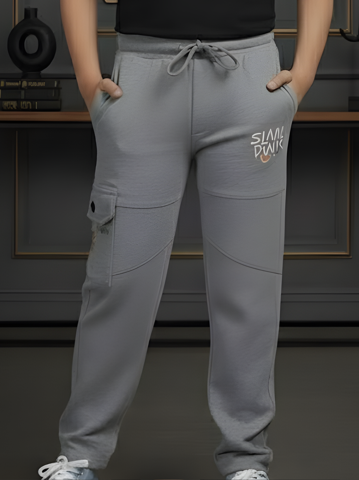 Boys' Heather Grey Graphic Active Track Pants
