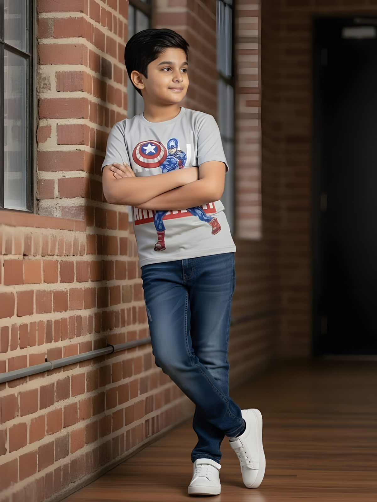 Boys' Marvel Captain America Greyish Graphic T-Shirt