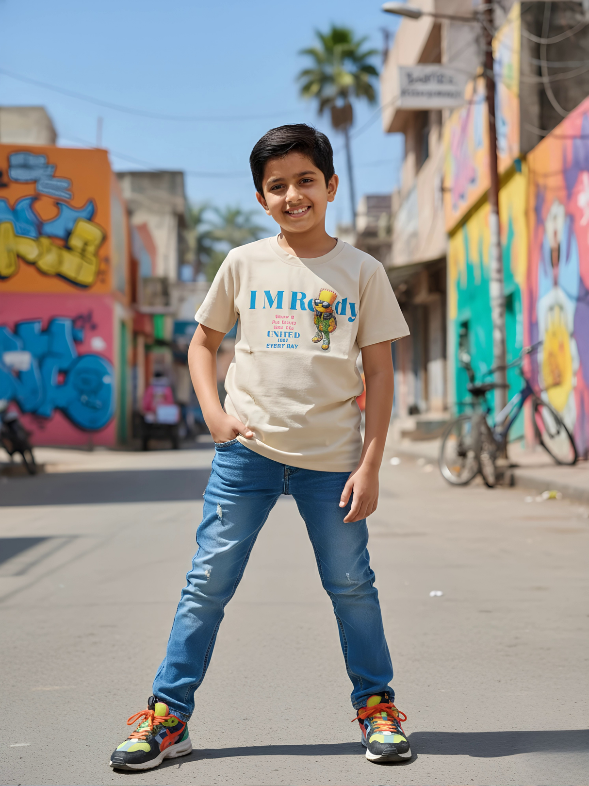 Boys' "I'm Ready" Graphic T-Shirt - Cream