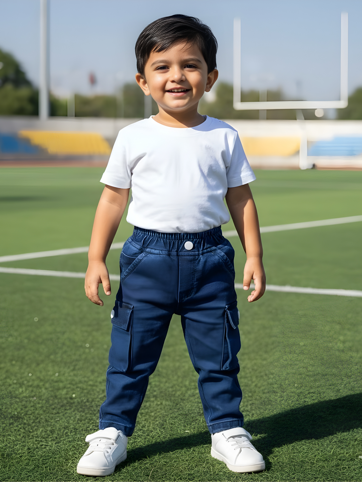 Boys Navy Blue Cargo Jogger Jeans