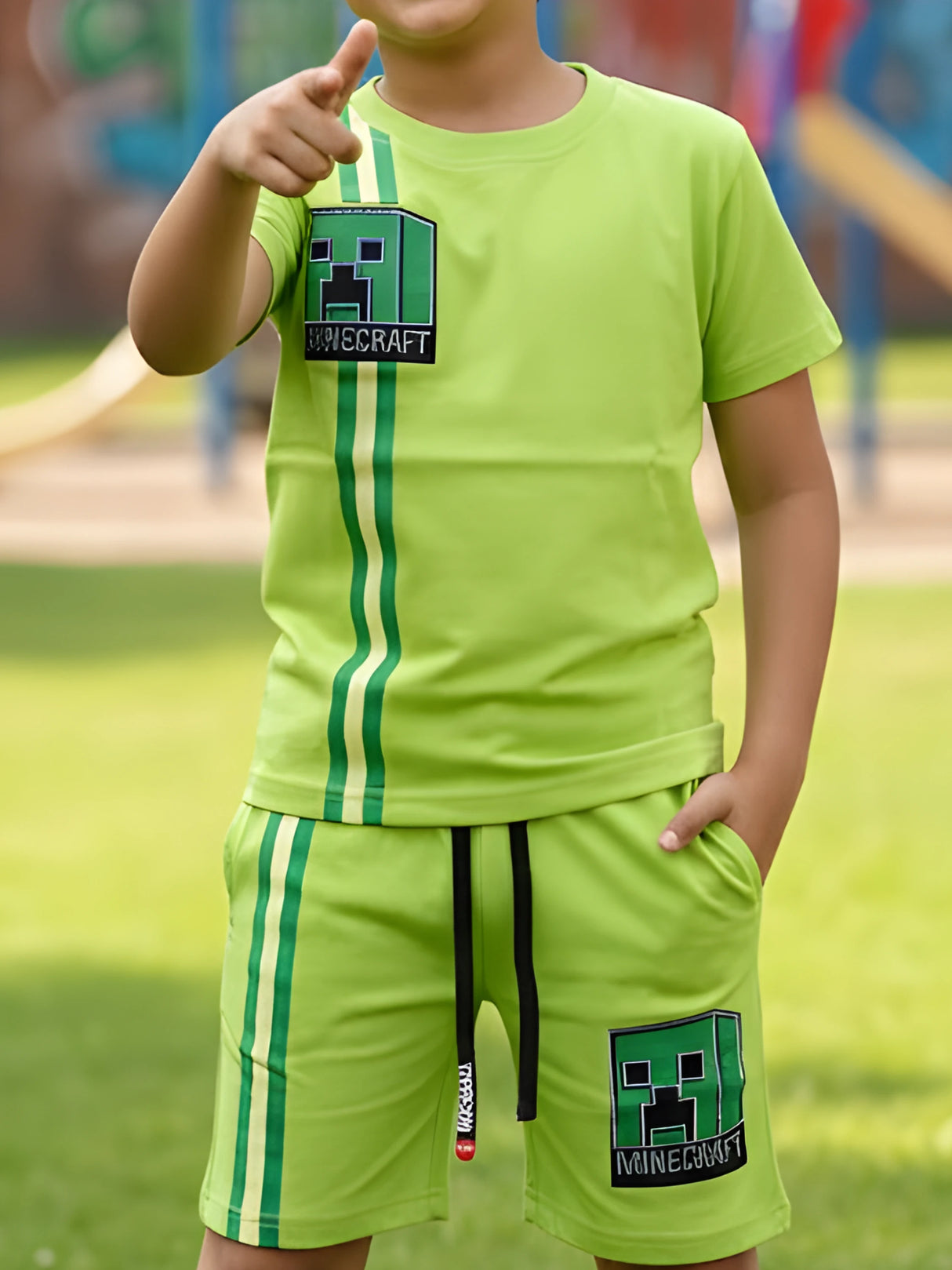 Boys’ Neon Green Minecraft Co-ord Set