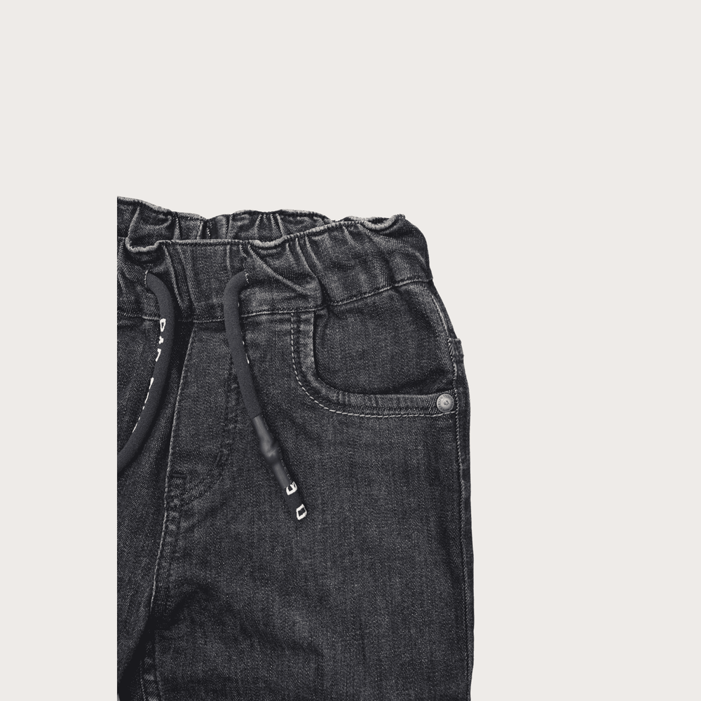 Boys Casual Plain Jeans Joggers With Rib - D.Blue