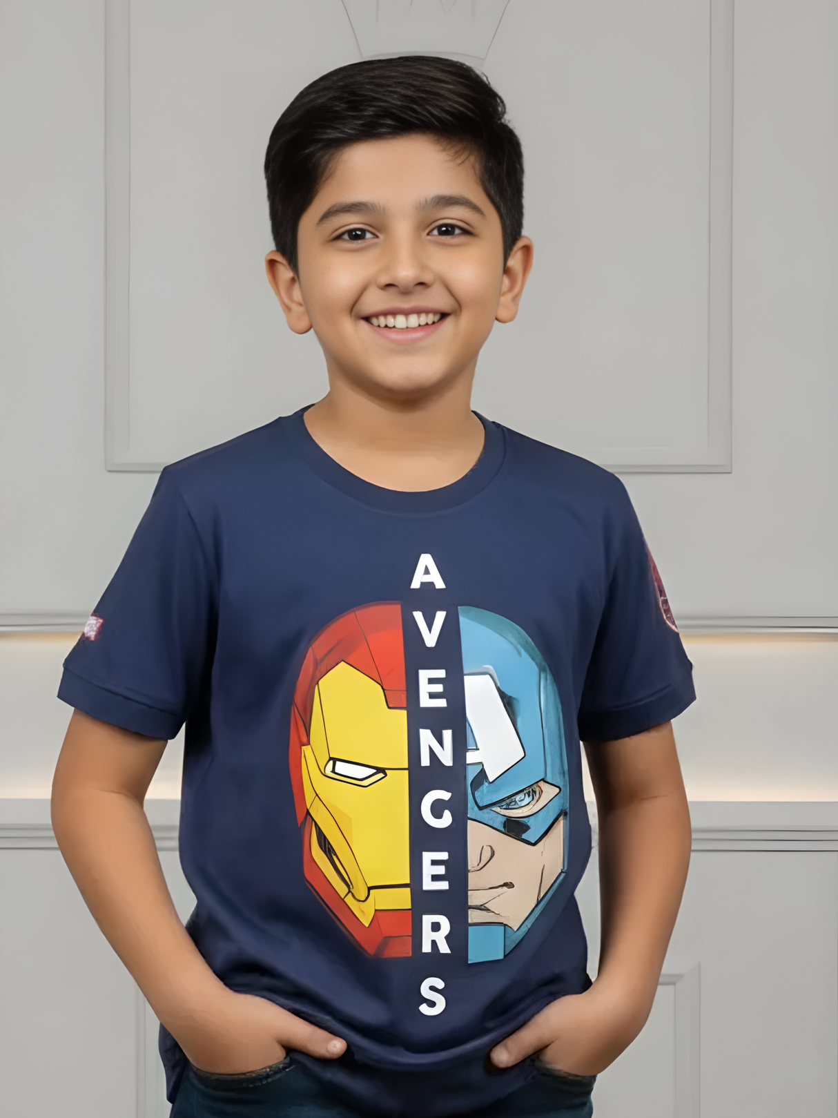 Boys' Navy Blue Hero Duo Graphic T-Shirt