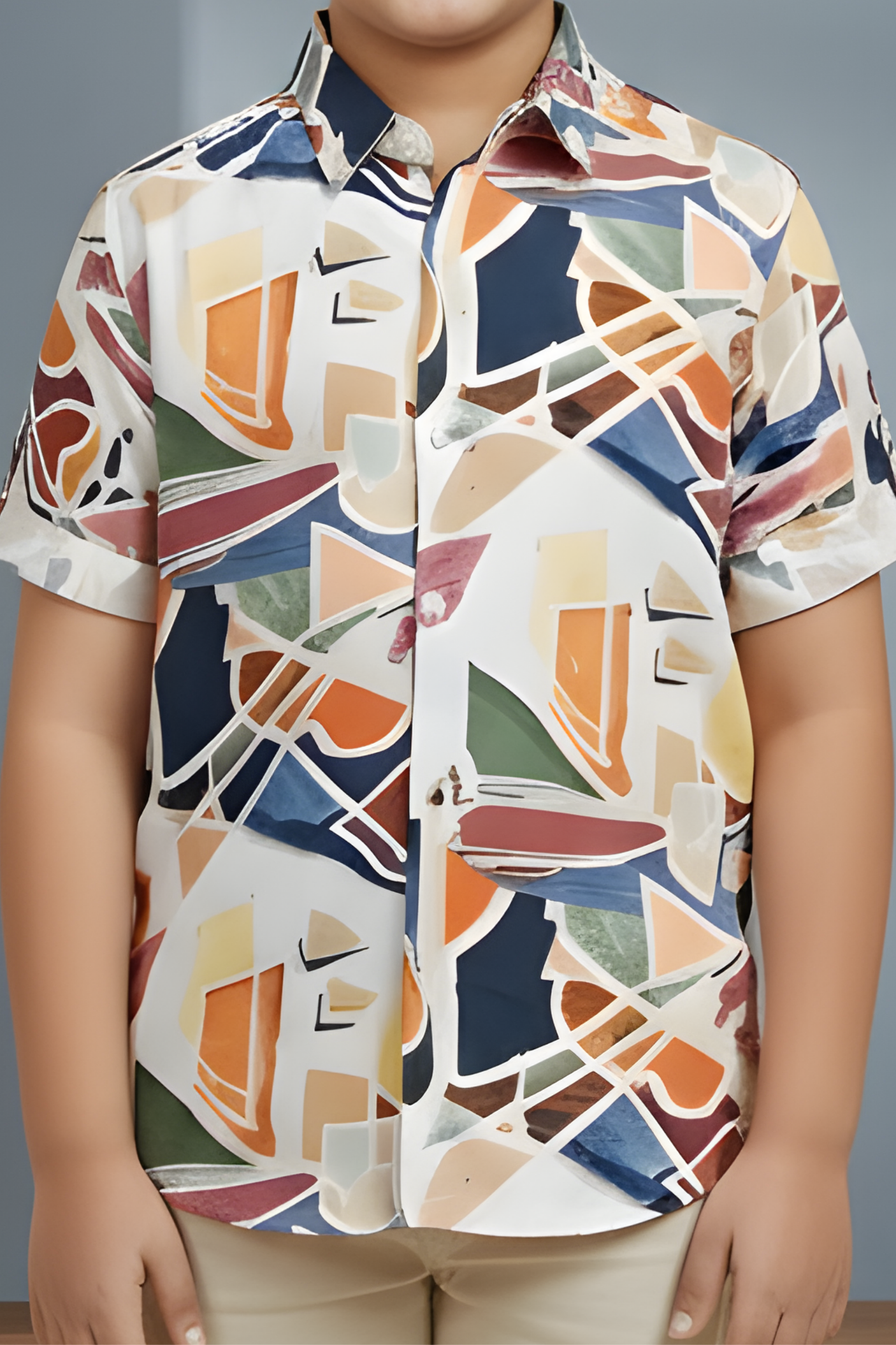 Boys' Contemporary Abstract Geometric and Sailboat Print Casual Shirt