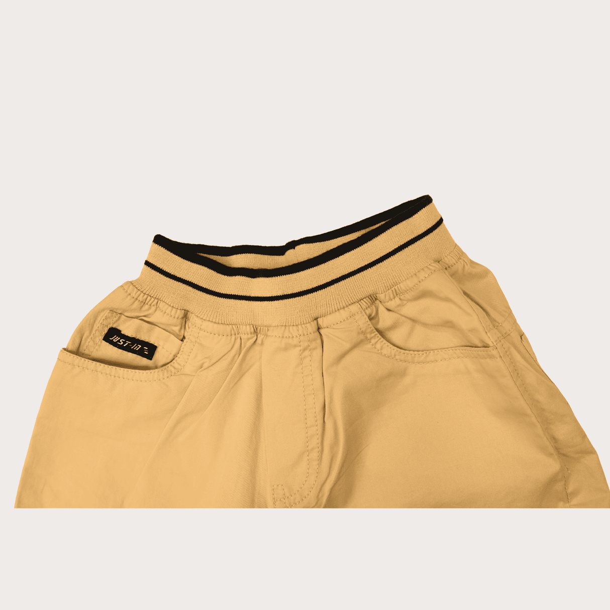 Boys Casual Plain Cotton Shorts Full Elastic - Fawn