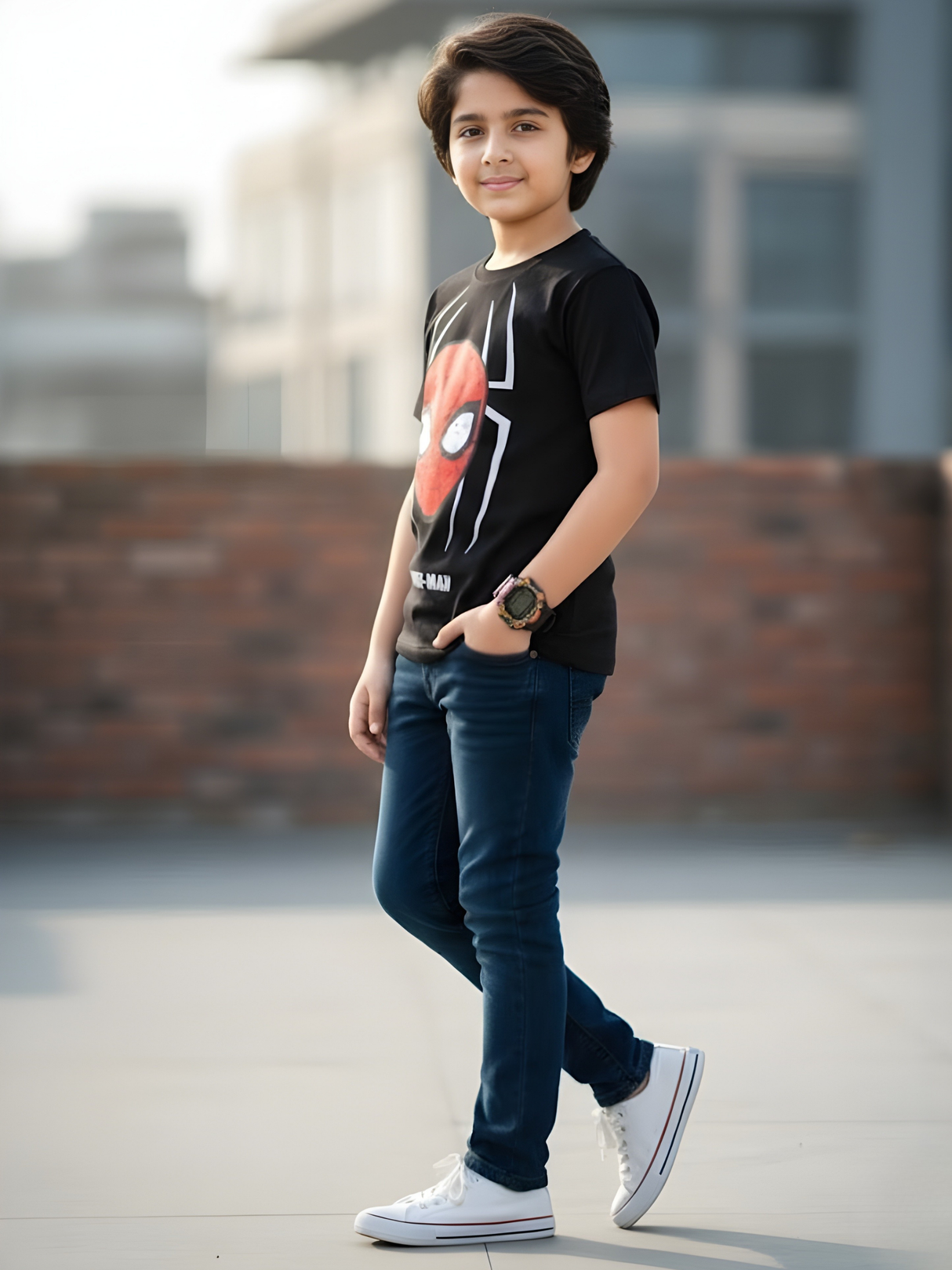 Boys' Black Marvel Spider-Man Classic Mask Graphic T-Shirt