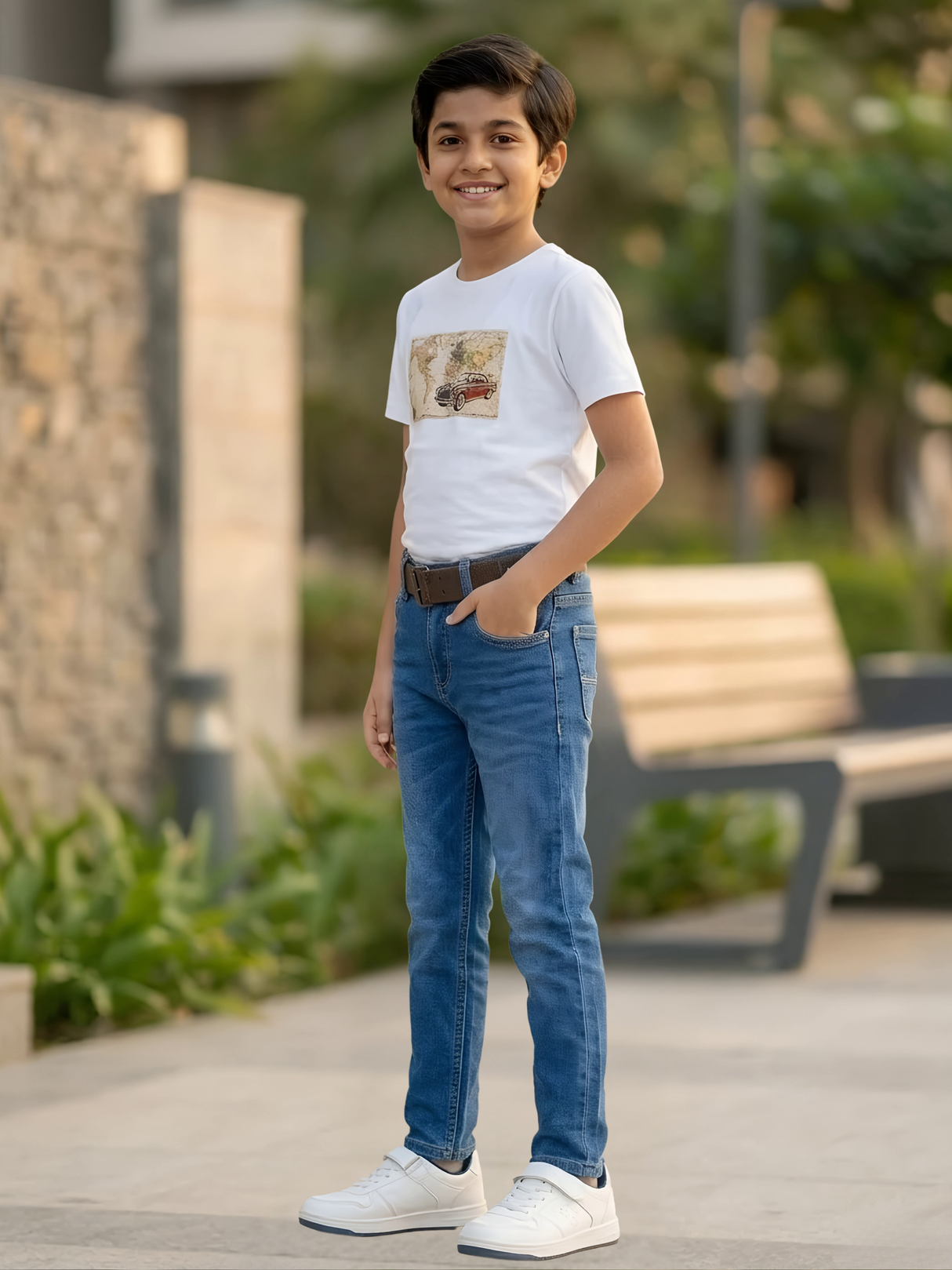 Boys' Classic Slim-Fit Blue Denim Jeans