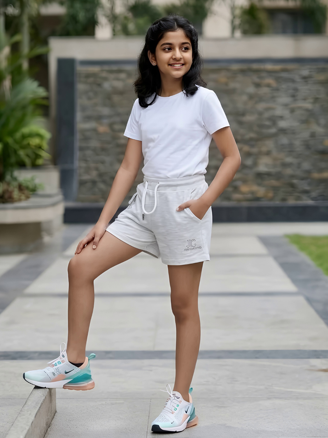 Girls' Heather Grey Comfort Drawstring Shorts