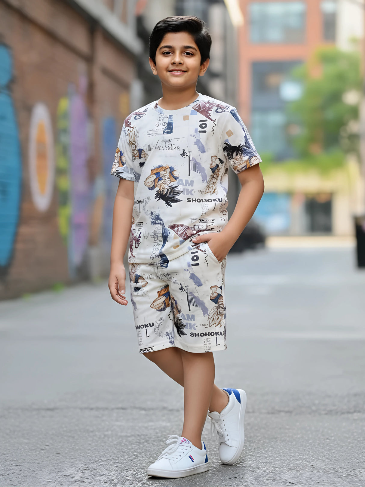 Young Legend Cream Urban Graphic Co-ord Set