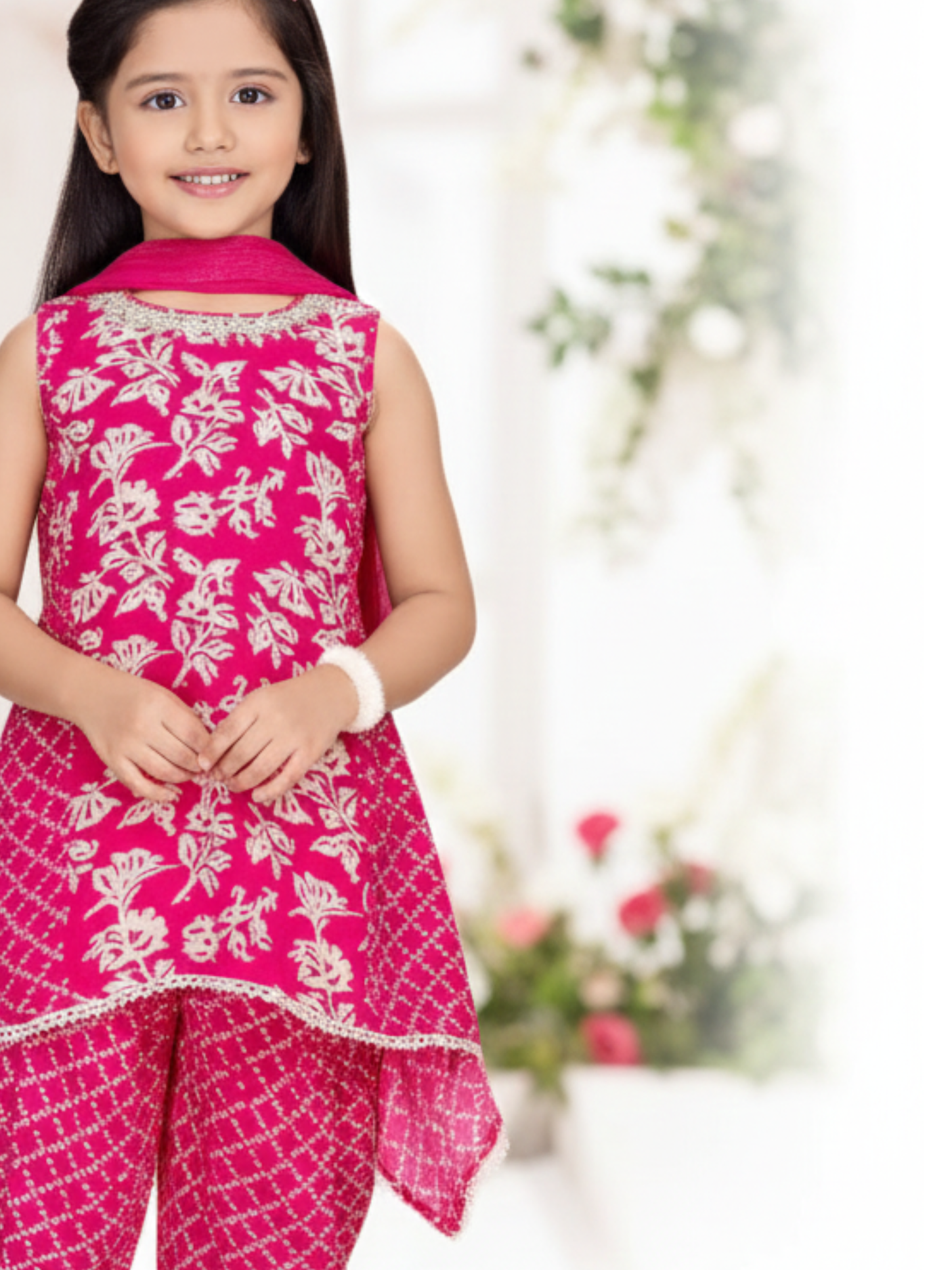 Girls Pink Color Ethenic Set