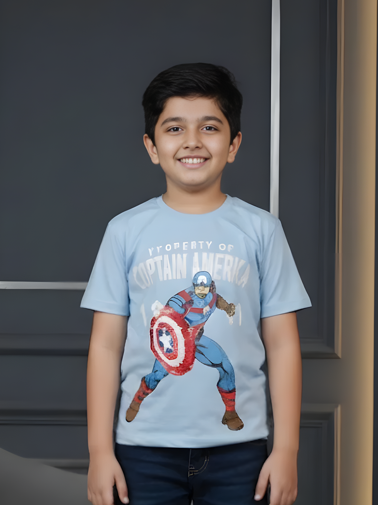 Boys' Sky Blue Captain America Graphic T-Shirt