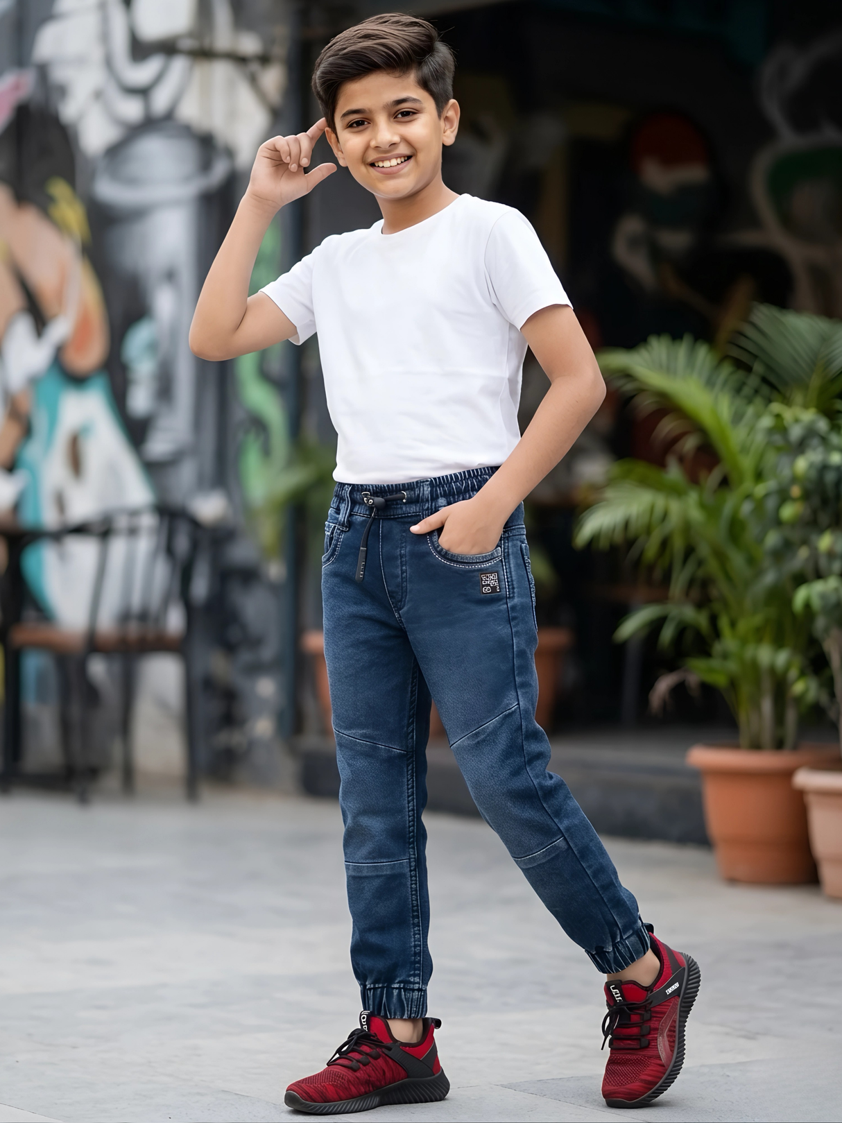 Boys' Comfort Stretch Denim Joggers - Navy Blue