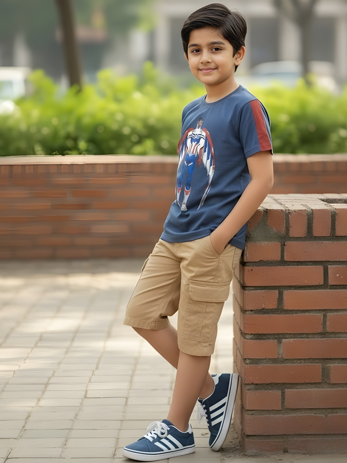 Boys' Navy Blue Marvel Falcon Captain America Graphic T-Shirt.