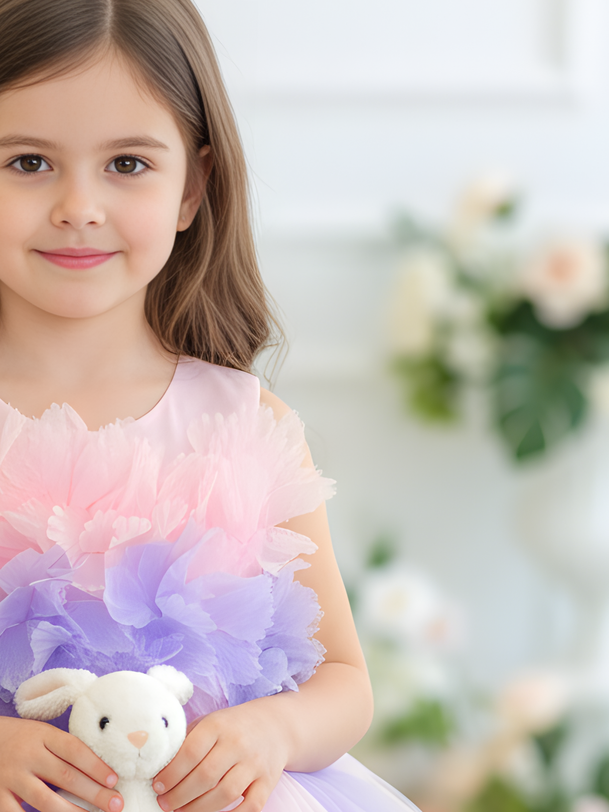 Dreamy Pastel Tiered Tulle Frock with Rosette Bodice - Pink, Lavender & Mint