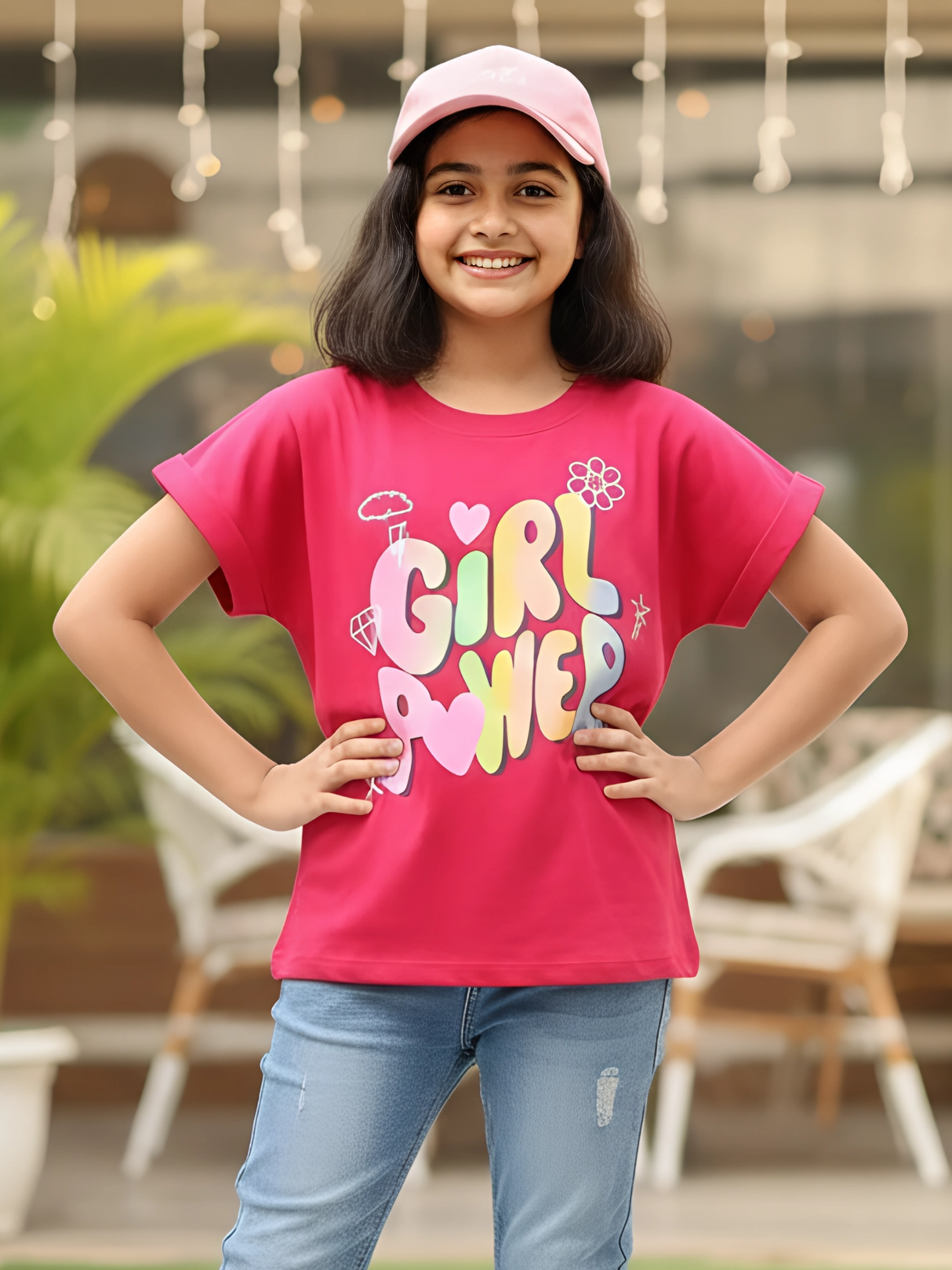 Rani Pink "Girl Power" Graphic Cotton T-Shirt